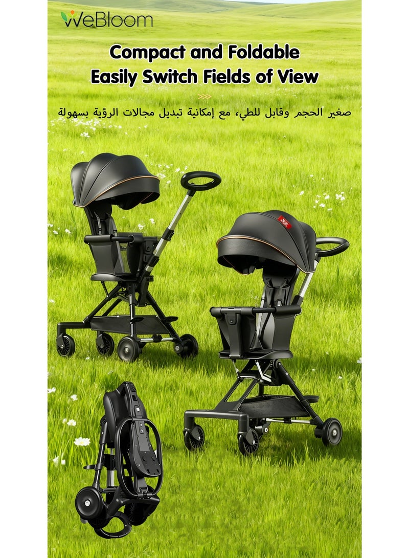 WeBloom Ultimate Black Baby Stroller, Premium Lightweight Foldable Stroller with Reversible Seat & Full-Size Canopy, All-Terrain EVA Quiet Wheels, 5-Point Safety Harness, Aluminum Alloy Handlebar & High-Carbon Steel Frame. - Image 1